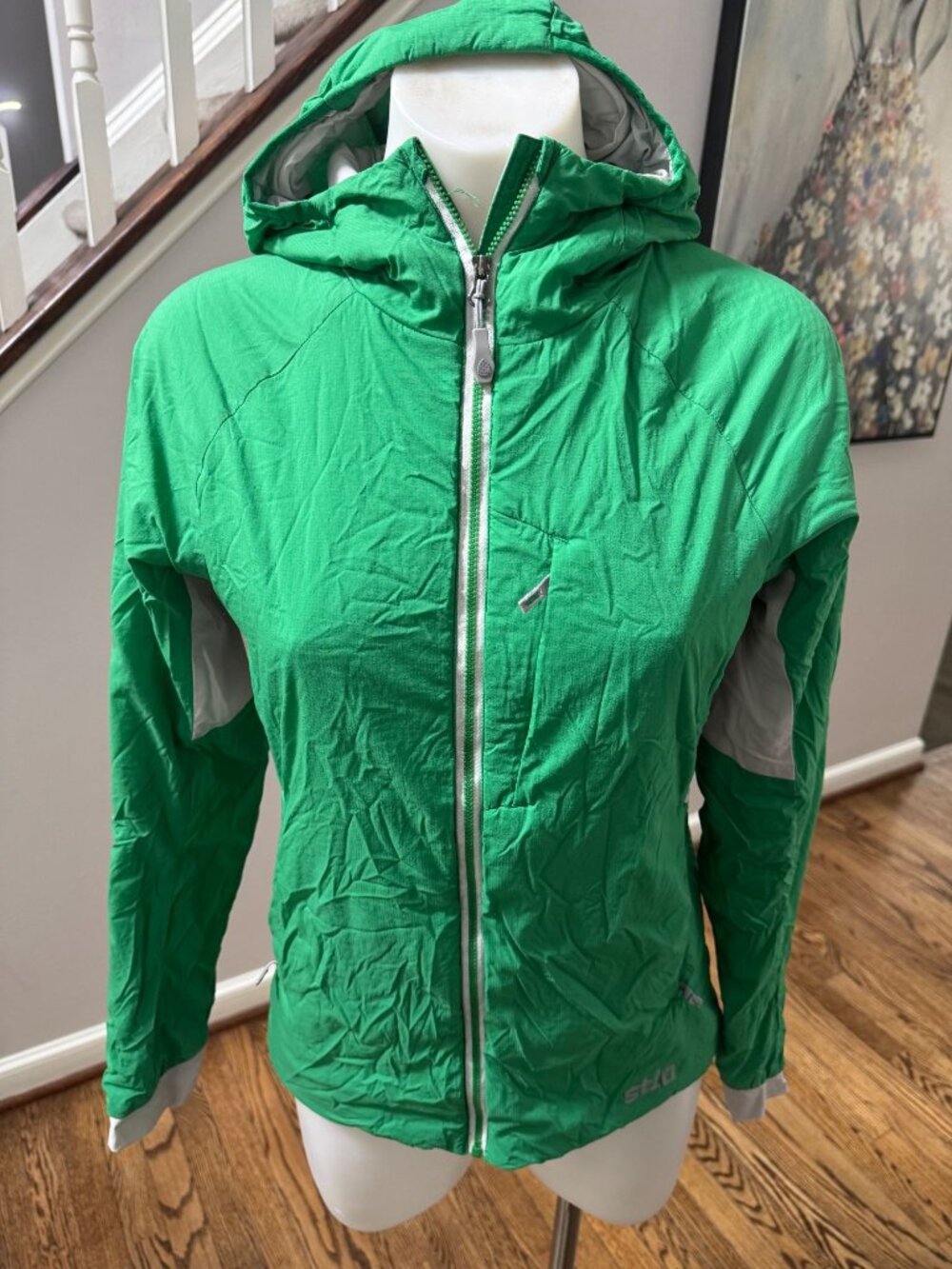 STIO Polartec Hooded Second Light Windshell Jacket Green Size XS